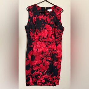 Calvin Klein Black and Red Floral Dress
